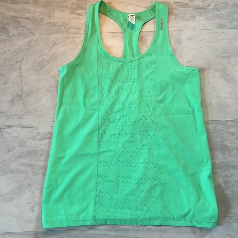 Reebok  CrossFit Tank  Bright Mint Green scoopneck  Aerated  lightweight  Size S